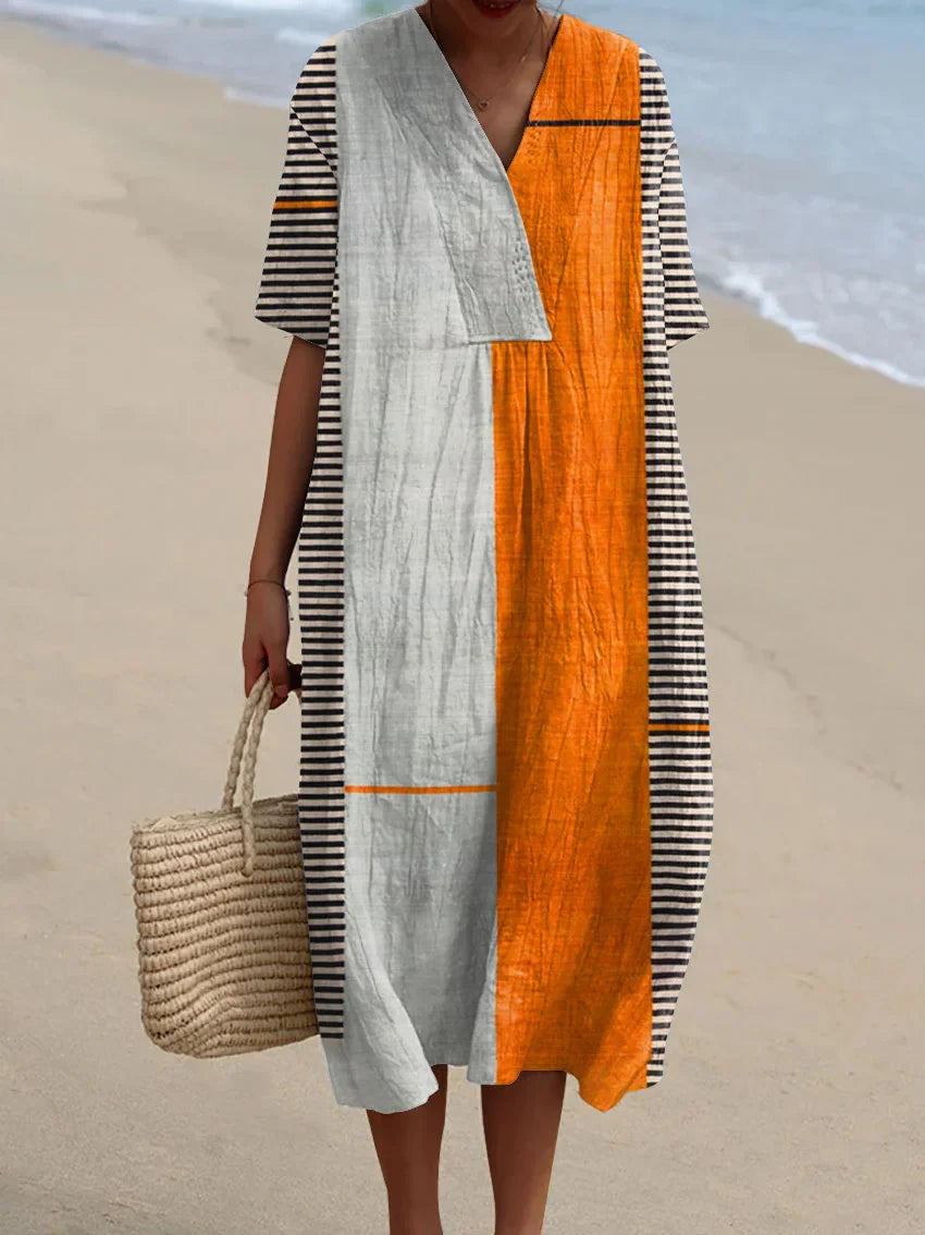 Élina | Pruhované Geometrické Šaty