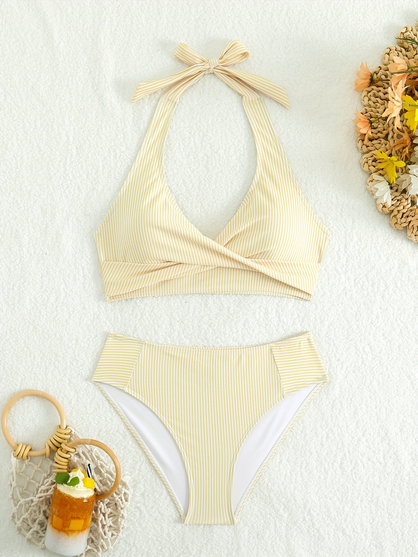 Sienna – Pruhované bikiny s vázáním za krk