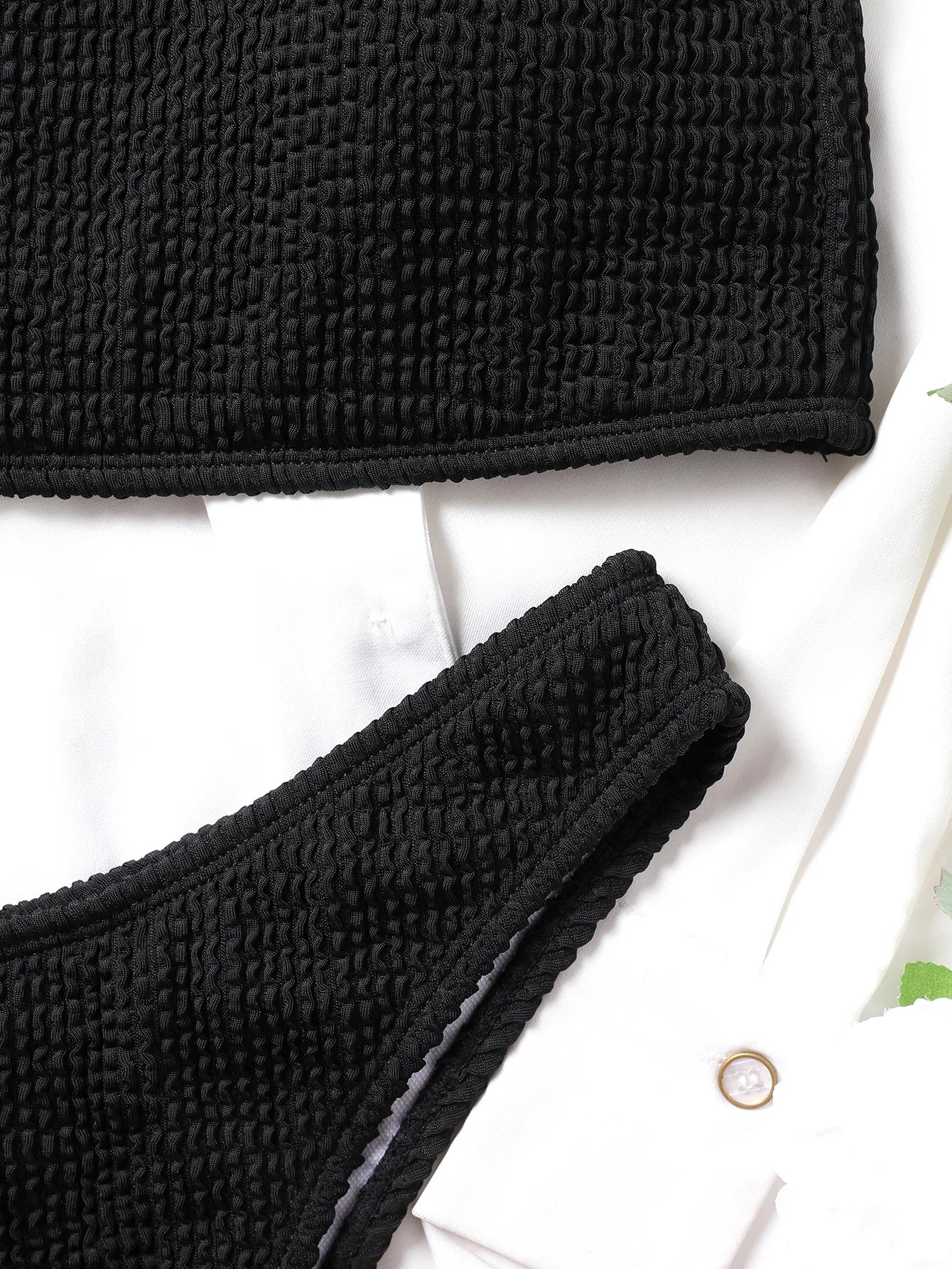 Diana – Žebrované bandeau bikiny s vysokým pasem
