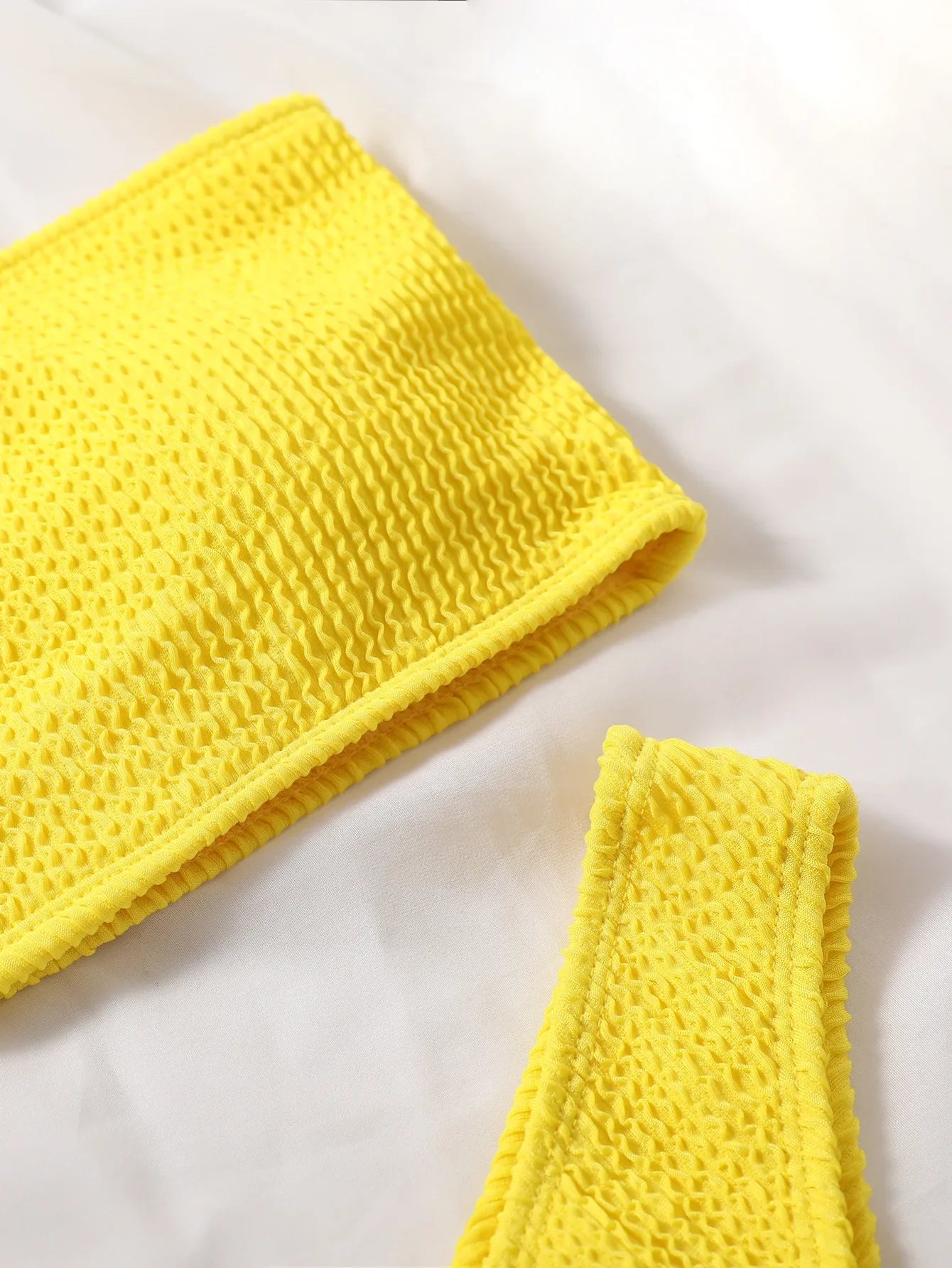 Diana – Žebrované bandeau bikiny s vysokým pasem