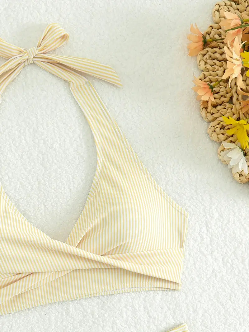 Sienna – Pruhované bikiny s vázáním za krk