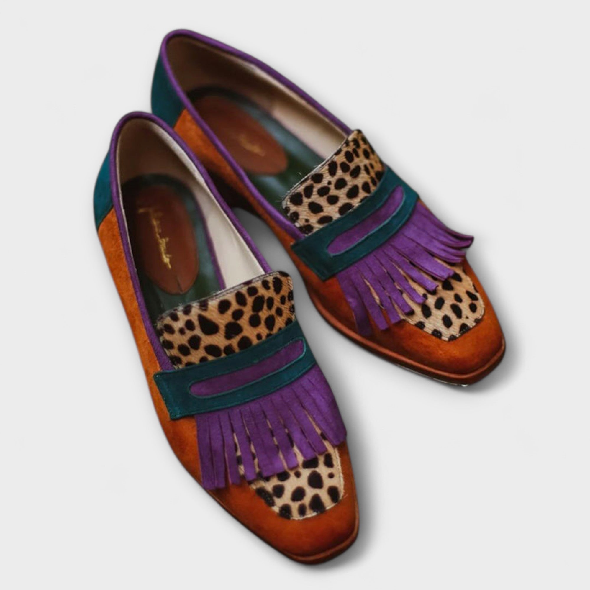 Fallon – Hnědé mokasíny s leopardím vzorem