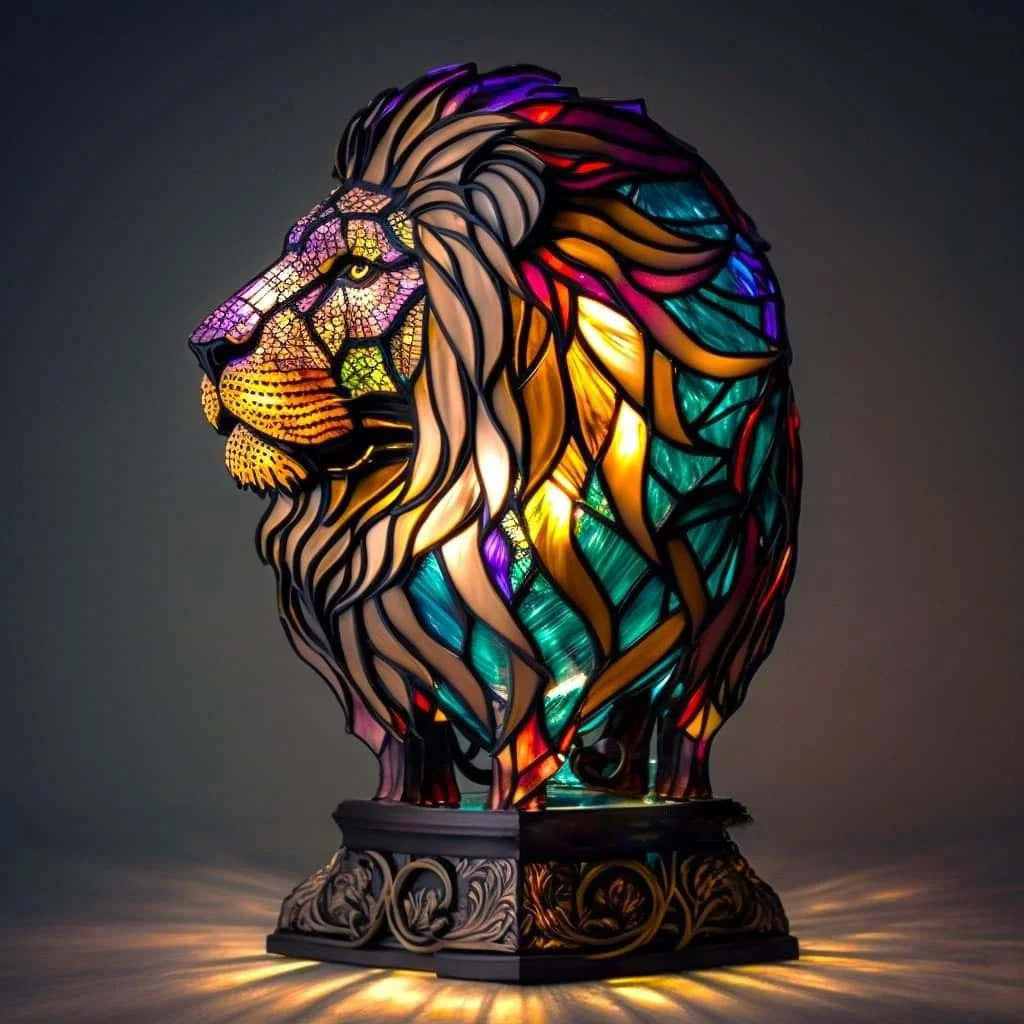 Simba | Magická lampa lva z barevného skla