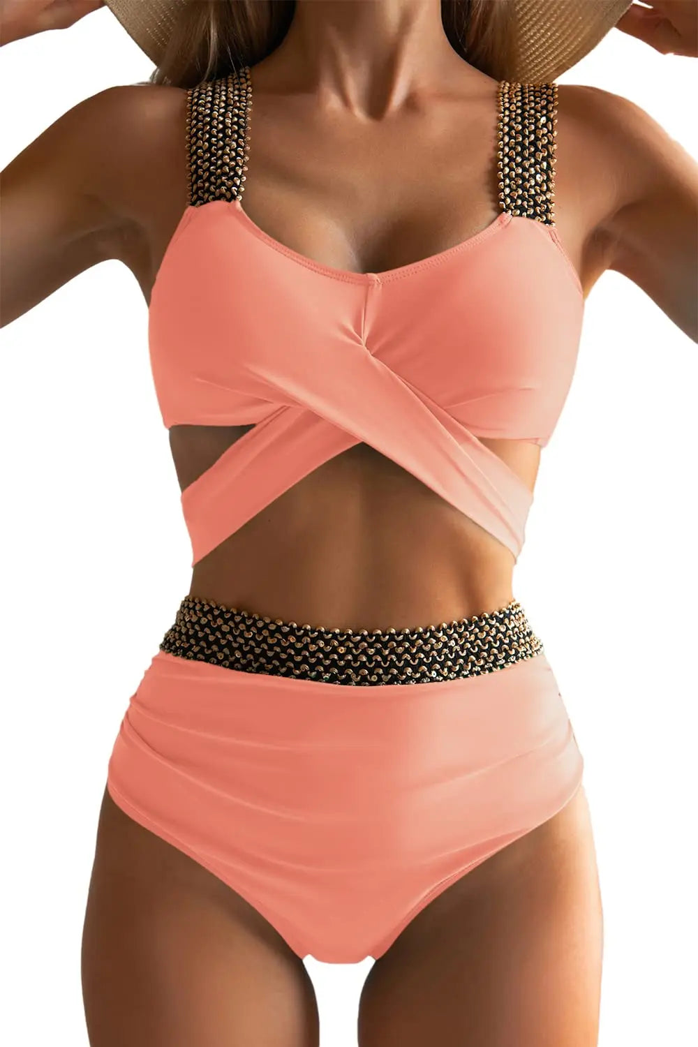 Nela – bikiny s vysokým pasem a zlatými detaily