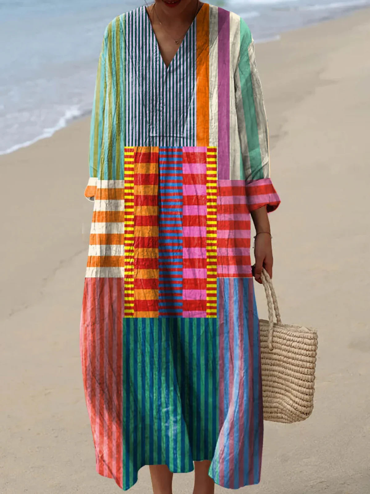 Inaya | Dlouhá Patchwork Šaty Multicolor
